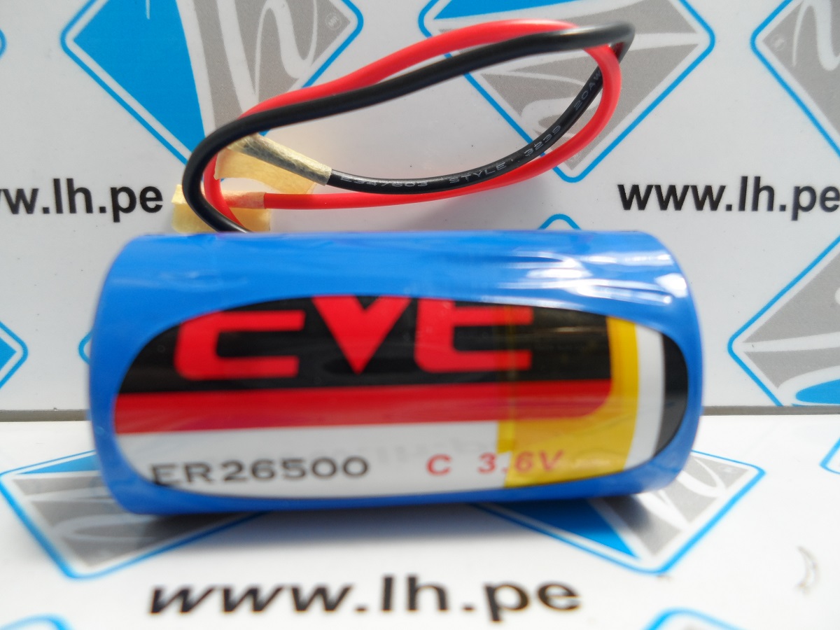 ER26500FL       Batería Lithium 3.6V, 8500mAh, Tamaño: C, con cables 150mm